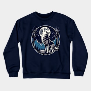 wolf howling Crewneck Sweatshirt